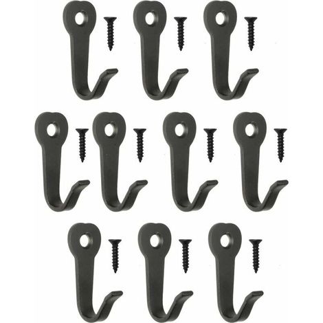 40 x 22 mm, noir,Lot de 10 crochets classiques pour vestiaires, crochets en fer, crochets métalliques, crochets pour photos, style vintage maison de campagne rétro (1/5)