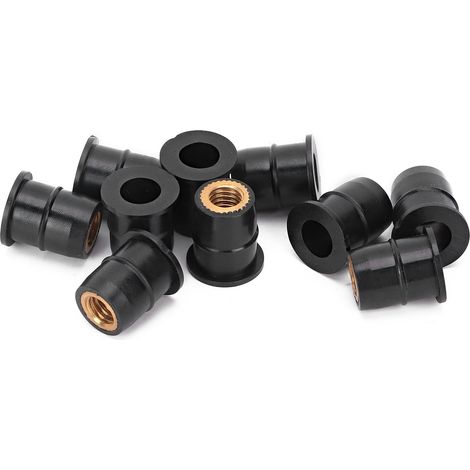 10 Écrous à sertir M6x0,8mm en caoutchouc avec insert laiton pour pare-brise moto et quad (1/5)