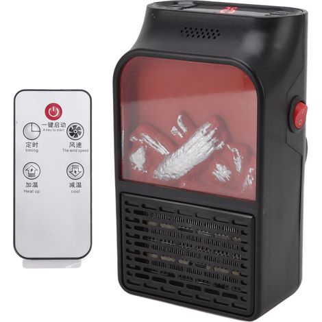 Mini chauffage d'appoint à flamme 1000 W PTC en céramique, à chauffage rapide et silencieux, avec boîtier dépoli ignifugé, pour une utilisation domestique (prise UE 220 V). (1/5)