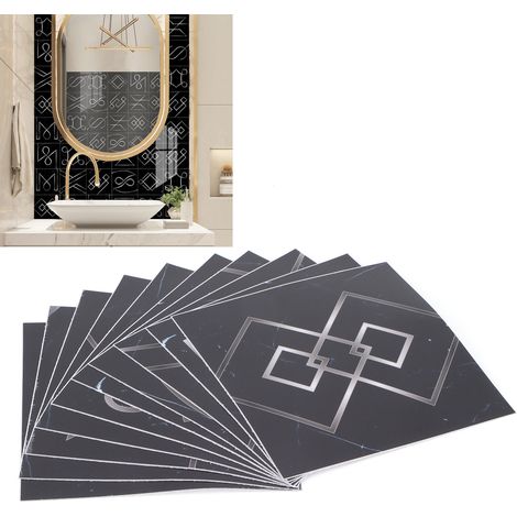 Adhesivos decorativos de pared de PVC con aspecto de azulejo Juego de 10 piezas, 15 x 15 cm, autoadhesivos, impermeables, resistentes a las manchas, estilo escandinavo para cocina, baño, oficina, sal (1/5)