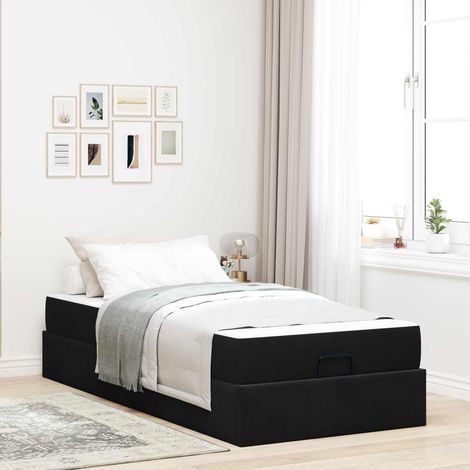 Bettgestell mit Matratze 2 pcs Schwarz Samt