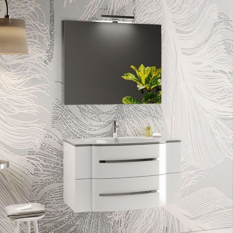 Mobile bagno sospeso con specchiera e lavabo integrato modello desire' 90cm composizione completa MOBO