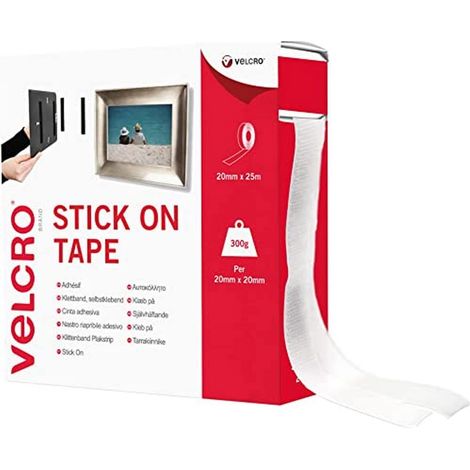 VELCRO Brand Nastro riapribile adesivo 20mmm x 25m Bianco