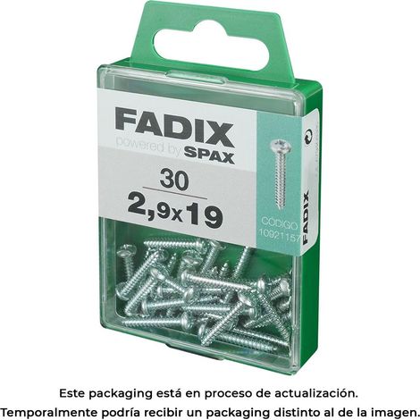 Caja de 30 unidades de tornillo de rosca chapa con cabeza redonda en cinc 2,9x19mm Fadix