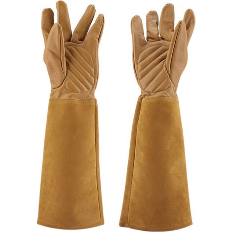 Gants de travail en cuir anti-crevaison résistants à l'usure pour la taille des roses (marron M) (1/5)