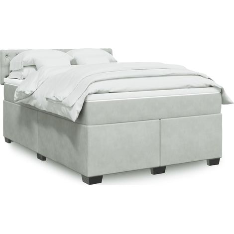 Boxspringbett mit Matratze Hellgrau 140x200 cm Samt