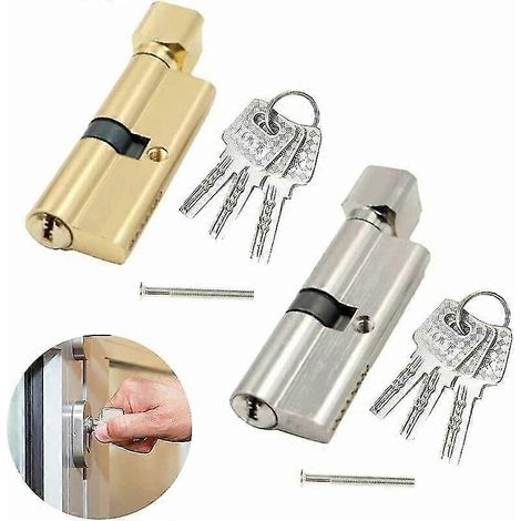 Cylindre de sécurité 70 mm x 29 mm, cylindre de serrure pour porte d'entrée ou de garage, bouton de verrouillage pour porte extérieure (1/5)