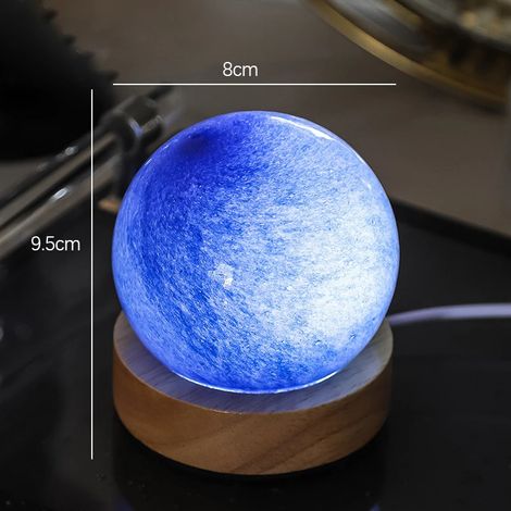 (Lumière bleue unique) Boule lumineuse en cristal 3D unique avec projection de galaxies et de planètes, alimentée par USB. (1/5)