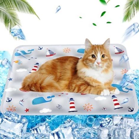 Tapis Coussin rafraichissant pour chien Injection d'eau,Tapis Refroidissement chat Matelas, Tapis rafraîchissant pour Animaux de Compagnie Matelas, 40 x 50cm, M, Gris