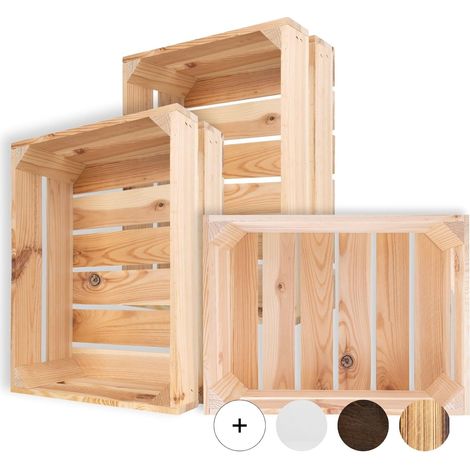 Caisse de Rangement Vintage en Bois Naturel - 40 x 30 x 15 cm