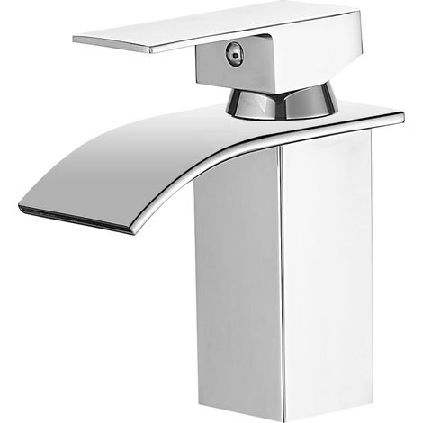 Waterfall Spout Bathroom Sink Mixer Tap SUS304 Stainless Steel Chrome (1/5)