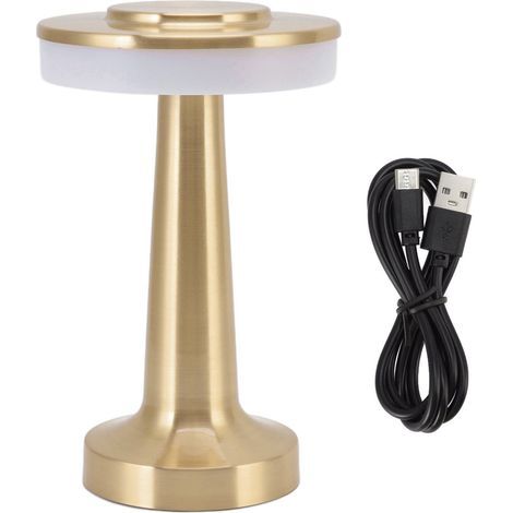 Retro Portable LED Table Lamp with Touch Control, 3 Color Temperature Levels, Rechargeable Night Light for Hotel or (1/5)