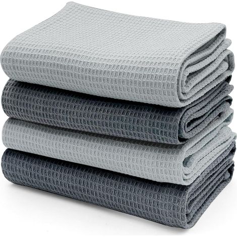 Torchons de Cuisine, Torchon Vaisselle de 45x65cm, Lot de 4 Essuie Main Cuisine 100% Coton, Torchons en Coton durables et Super absorbants (1/5)