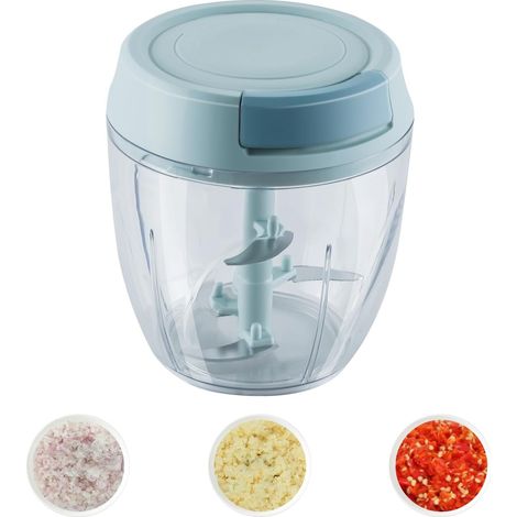 Mini hachoir à ail manuel pour la cuisine, coupe-oignons, hachoir à ail, bleu, 900 ml (1/5)