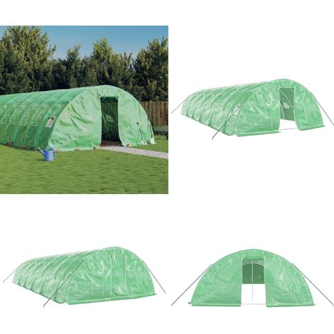 Serre avec cadre en acier vert 60 m² 12x5x2,3 m - Serre De Jardin - Serre Verte - Abri Jardin - Tunnel De Culture - Serriculture - Home & Living (1/5)