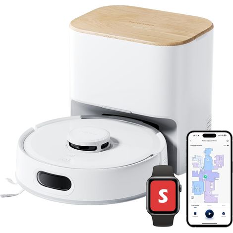 Robot aspirateur avec serpillère, Puissance d'aspiration 6000 Pa, 90 Jours de récupération de la poussière, vidange Automatique, cartographie Intelligente LDS, Design Fin de 3,6 (1/5)