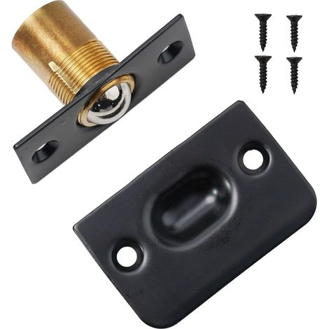 Adjustable door latch made of solid brass and stainless steel for interior cupboard doors, concealed mortise hardware with strike plate (1/5)