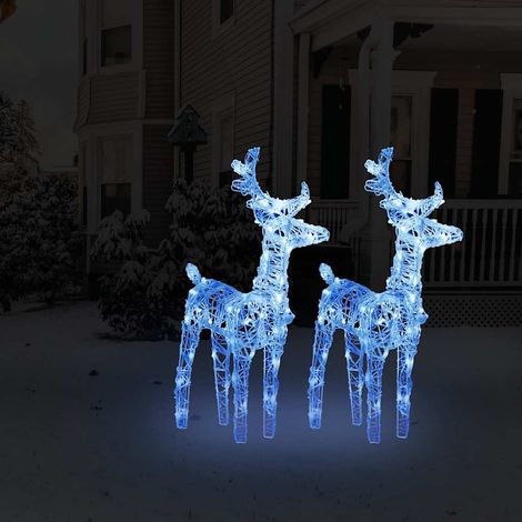 Renos de Navidad 2 unidades 80 LED acrílico azul vidaXL