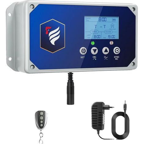 Porte de poulailler automatique, minuterie LCD, télécommande, E (1/2)