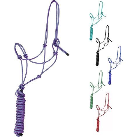 Pferdehalfter, Polyesterseil mit 4 Knoten, 3 m Führstrick, Reittraining (1/5)