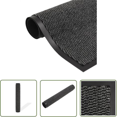The Living Store Paillasson rectangulaire 60 x 90 cm Anthracite - Tapis D'entrée - Paillasson Intérieur - Antidérapant - Entrée Maison - Nettoyage Sols (1/4)