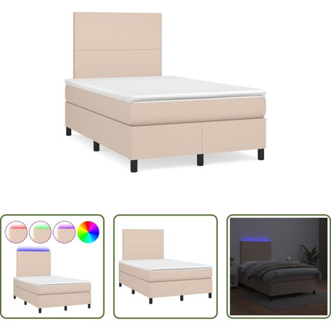 vidaXL LED-Leiste -  Boxspringbett mit Matratze & LED Cappuccino-Braun 120x190 cm (1/5)