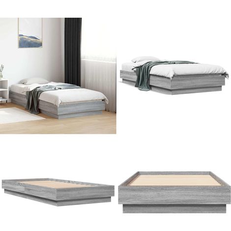 Estructura de cama madera de ingeniería gris Sonoma 90x190 cm - Estructura de cama - Cama de ingeniería