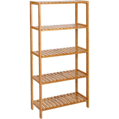 Étagère de Rangement, Meuble à Chaussures à 5 Niveaux, Support pour Plantes, Multifonction, pour Entrée, Salle de Bain, Balcon, Cuisine, 26 x 60 x 130 cm, Naturel (1/4)