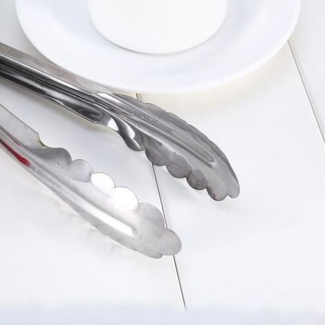 1 pince à nourriture, acier inoxydable 22,0 cm, pince à barbecue, pour salades et grillades, usage cuisine et extérieur (1/4)