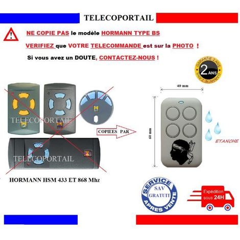 TELECOMMANDE COPIEUSE HORMANN TUBAUTO HS1 HS2 HS4 HSM2 HSM4 HSD2 HSP4 868 Mhz - ATTENTION NE COPIE PAS LE MODELE HORMANN TYPE BS (1/4)