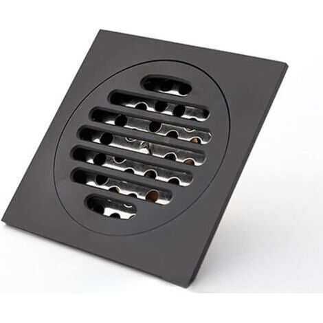Quadratischer Duschablauf aus mattschwarzem Messing, geruchsneutral, 10 cm, für Badewanne und Dusche, Ablaufrost, Duschverschluss, Haarfang, Abdeckung für den externen Duschablauf