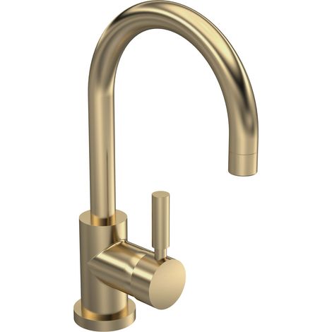 Contemporary Dunwood Round Tall Lever Mono Basin Mixer Tap (Waste Included) - Brushed Brass - Balterley