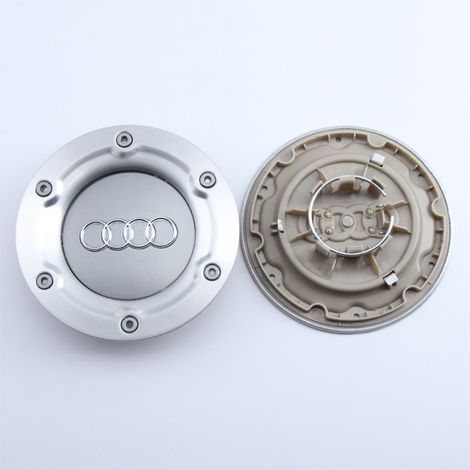 6-Loch-Radnabenkappe, passend für Audi A6 C5, A4 B7, TT, A8 – Felgennabenkappe, Autoradnabenkappe, Aluminium + ABS-Radzubehör, 4-teiliges Set – Grau (1/2)