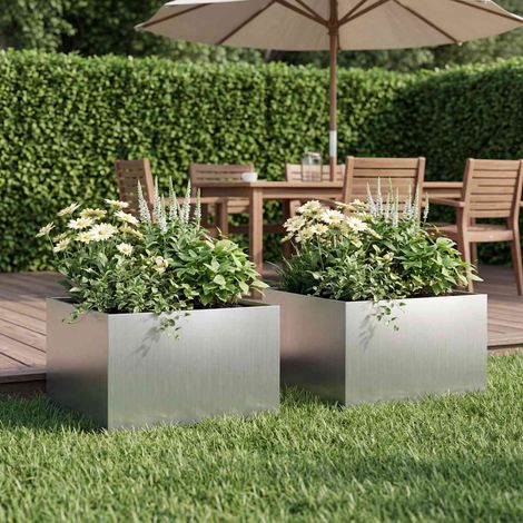 Cache-pot de jardin 2 pc Argenté 40 x 40 x 30 cm (1/5)