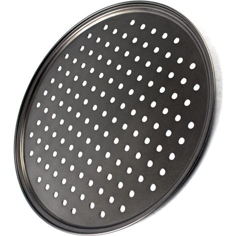 Perforated Carbon Steel Pizza Pan, Non-Stick Baking Tray with Rolled Edge for Even Heat Distribution, Versatile (1/5)