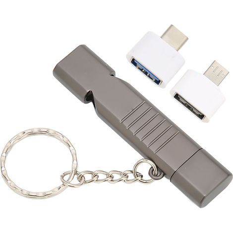 Sifflet Flash Drive USB3.0 120dB SOS Extérieur Antichoc avec Porte-Clés pour Ordinateur 16GB Noir (1/5)