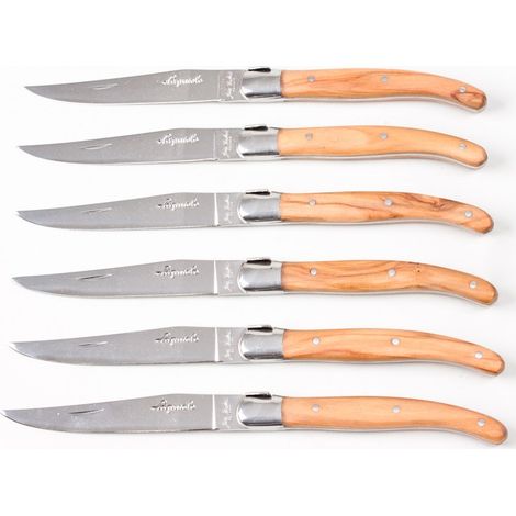 Jean Dubost - Coffret 6 couteaux laguiole bois olivier (1/5)