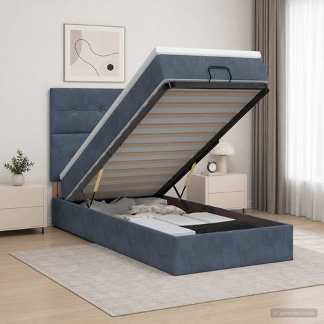 vidaXL Cama otomana con colchón Gris oscuro 90 x 190 cm Terciopelo (1/5)