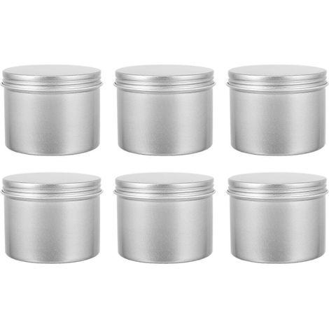 Lot de 6 pots de maquillage vides en aluminium, boîtes métalliques pour voyage (100 ml)-6.5X6.5X5CM-Silver (1/3)