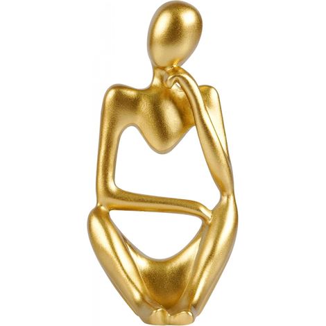 Estatua del pensador, escultura de resina del pensador, adorno de escritorio para decoración de interiores, dorado (derecha) (1/4)