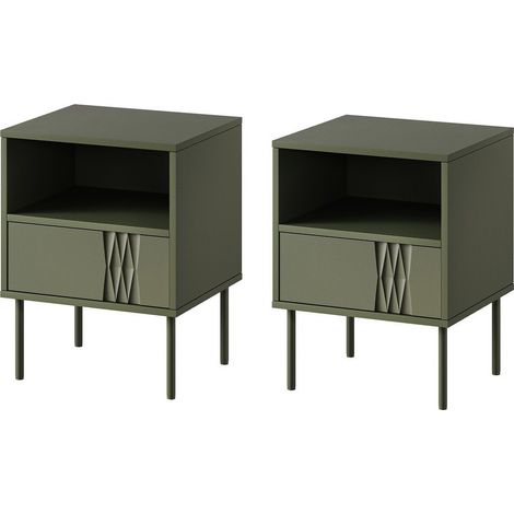 Conjunto de mesitas de noche Tolete 106, Verde, Número de cajones: 0, Número de puertas: 0, 54x44x40cm, Aglomerado laminado