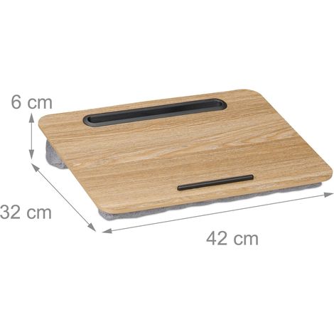 Support pour ordinateur portable nomade 40 x 30 x 5 cm confort optimal avec butée de maintien en mousse gris (1/3)