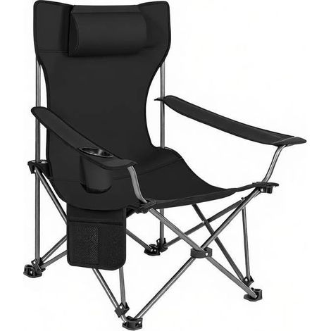 Sillón plegable reclinable con reposapiés extensible negro HOMVRA (1/4)