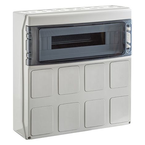 IDE – PCSN18PT – Coffret électrique étanche IP65 18 modules – 1 rangée – Prédécoupé 8 prises – Dimensions 436x418x147mm (1/5)