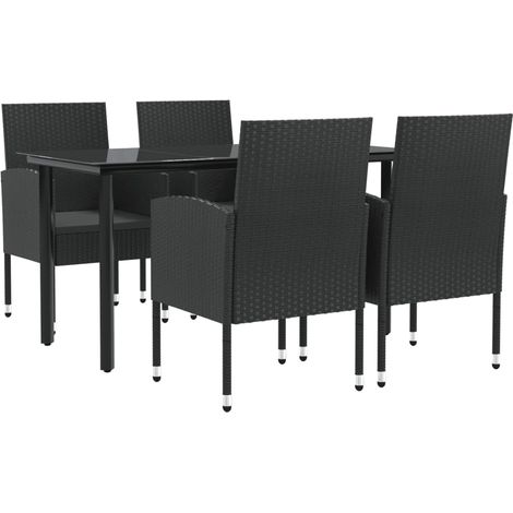 Maison Exclusive - 5-tlg. Garten-Essgruppe Schwarz Poly Rattan un (1/5)