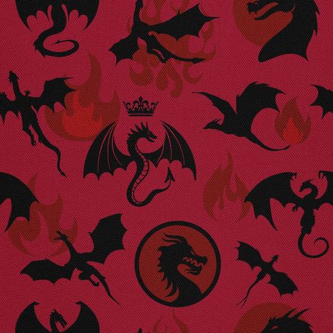 Telas decorativas para exteriores estilo oxford con estampado de dragón negro. (1/5)