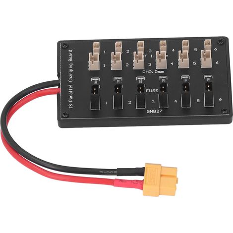 Carte de charge parallèle 6 voies XT60 avec câble prise banane 4.0mm pour accus lithium (1/5)
