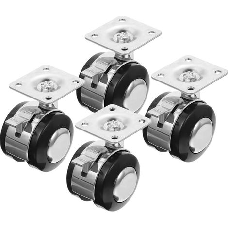 Bardusch-4 roulettes alliage zinc Ø 15 pouces avec frein plat, robustes sans trace, accessoires mobilier bureau (1/5)