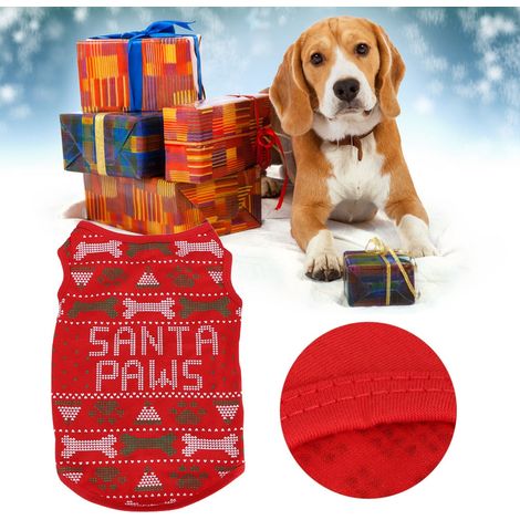 Vêtements pour animaux de compagnie en polyester doux et confortable, motif sapin de Noël en os, pour chiens et chats (taille M). (1/5)