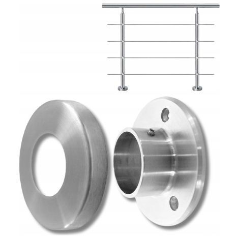 Rosace murale en acier inoxydable - Pour tubes Ø 42,4 mm - Finition satinée - Design élégant et durable
